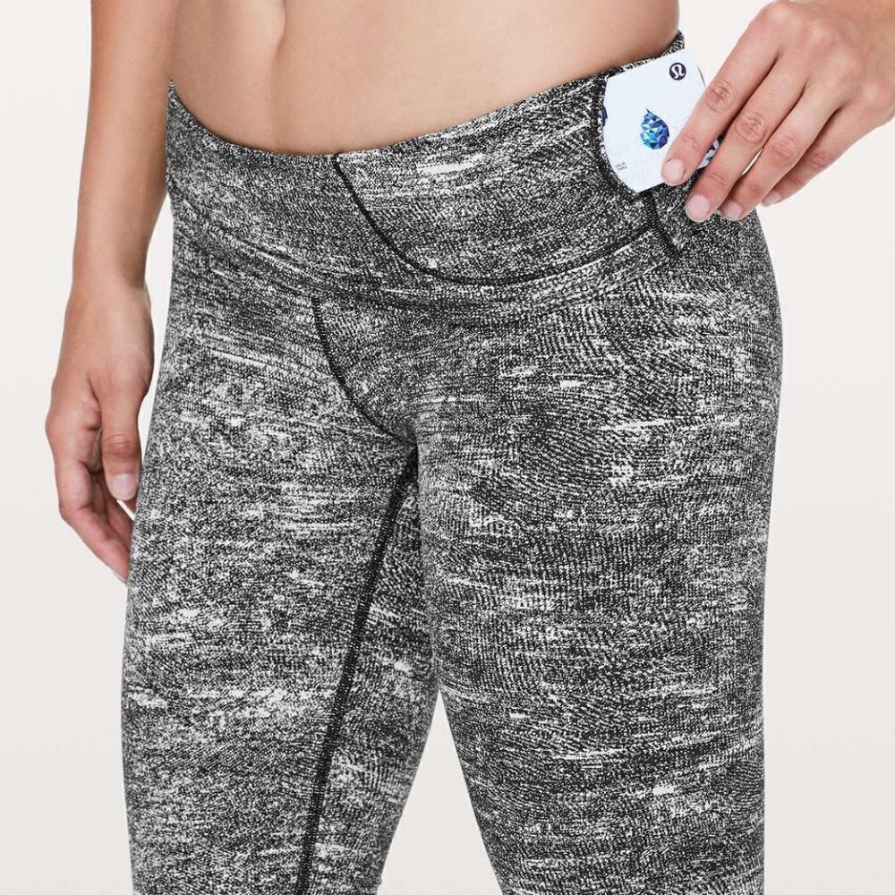Lululemon Wunder Under Crop (Hi-Rise) *21" Rush Jacquard Black White - Picture 4 of 15